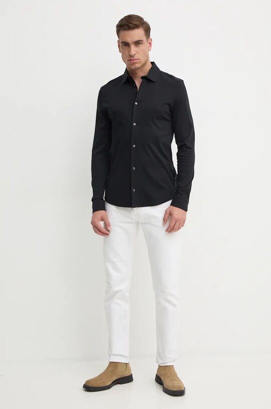 Bavlněná košile BOSS 50523932 černá AW24