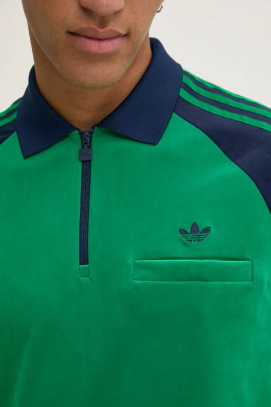 Velúrová mikina adidas Originals Velour Polo JN5981 zelená