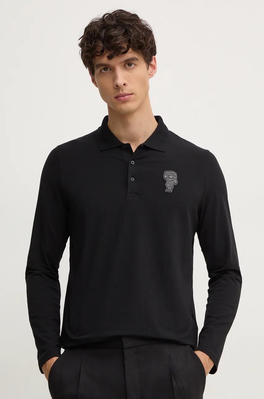 Karl Lagerfeld longsleeve z elastanem czarny 544221.745025