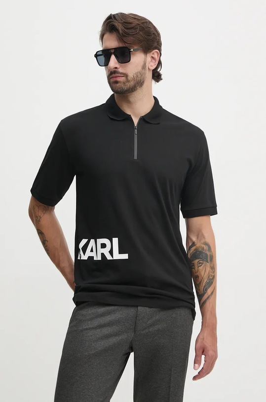 Karl Lagerfeld polo de bumbac regular negru 544225.745440