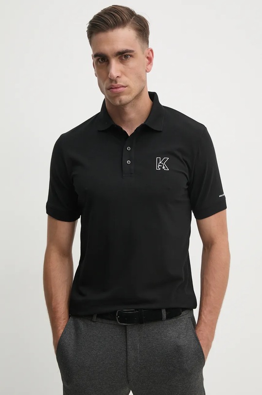 Karl Lagerfeld tricou polo slim negru 544221.745024