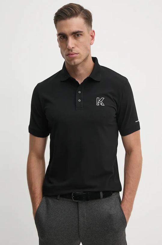 Karl Lagerfeld tricou polo slim negru 544221.745024