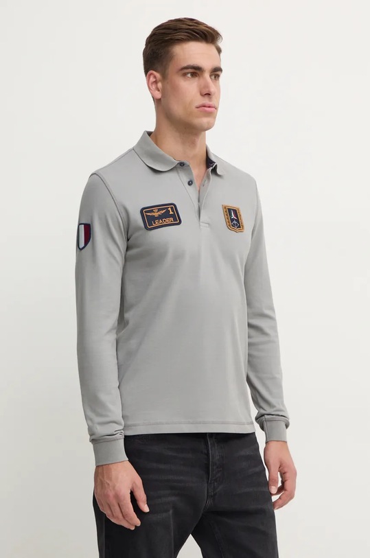 Tričko s dlouhým rukávem Aeronautica Militare nášivka šedá PO1835P192