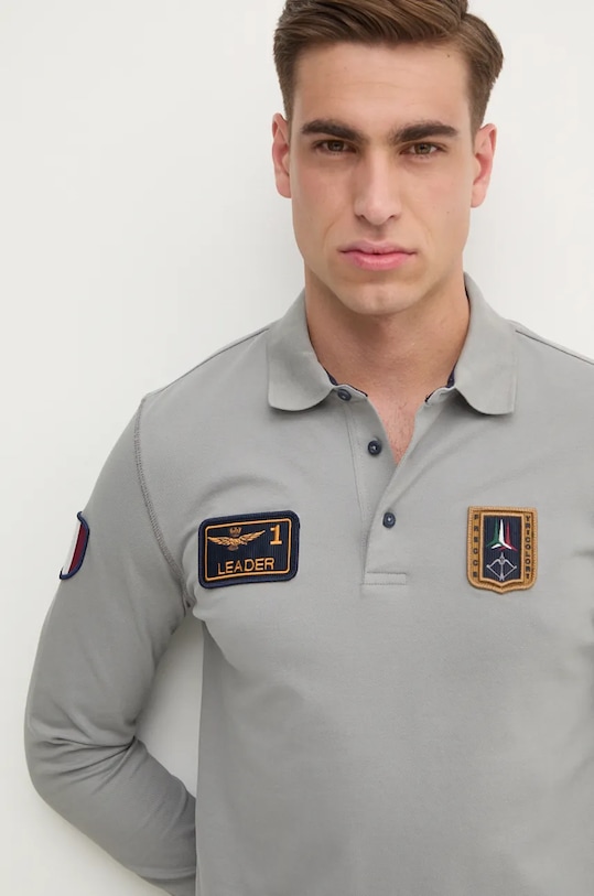 Oblečení Tričko s dlouhým rukávem Aeronautica Militare PO1835P192 šedá