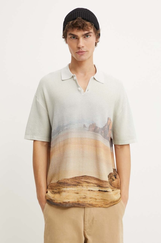 Desigual polo de bumbac LUISIANA relaxed bej 24WMLK03