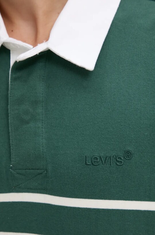 Bavlnené tričko s dlhým rukávom Levi's A4845 zelená