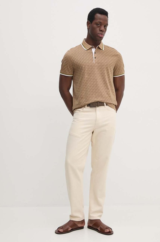 Michael Kors polo bawełniane CT452AQ5KS brązowy AW24