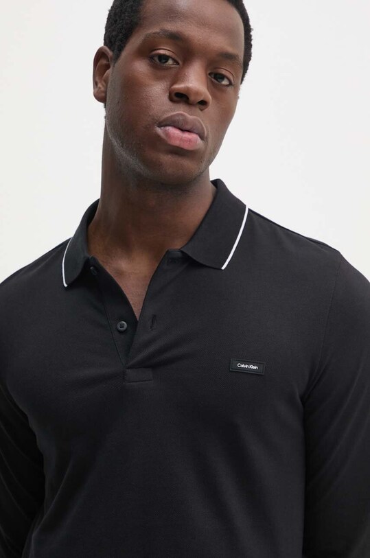 Tričko s dlhým rukávom Calvin Klein jednofarebný čierna K10K112753