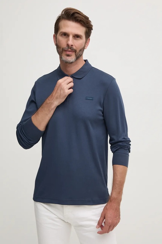 Calvin Klein longsleeve din bumbac albastru K10K113586