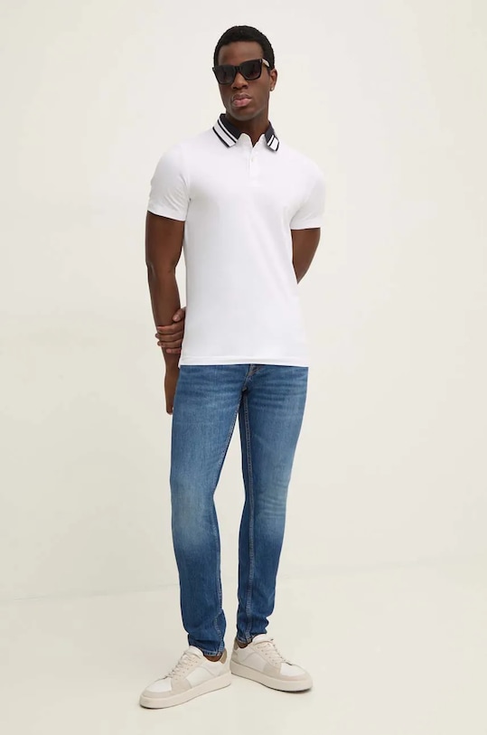 Guess tricou polo NOLAN M4BP66.J1314 alb NC24