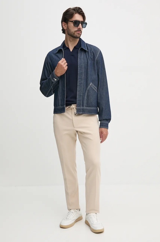 Вовняне поло Tommy Hilfiger MW0MW36538 темно-синій AW24