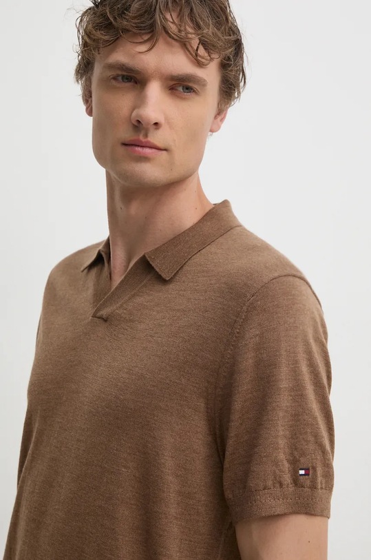 Tommy Hilfiger polo wełniane brązowy MW0MW36538
