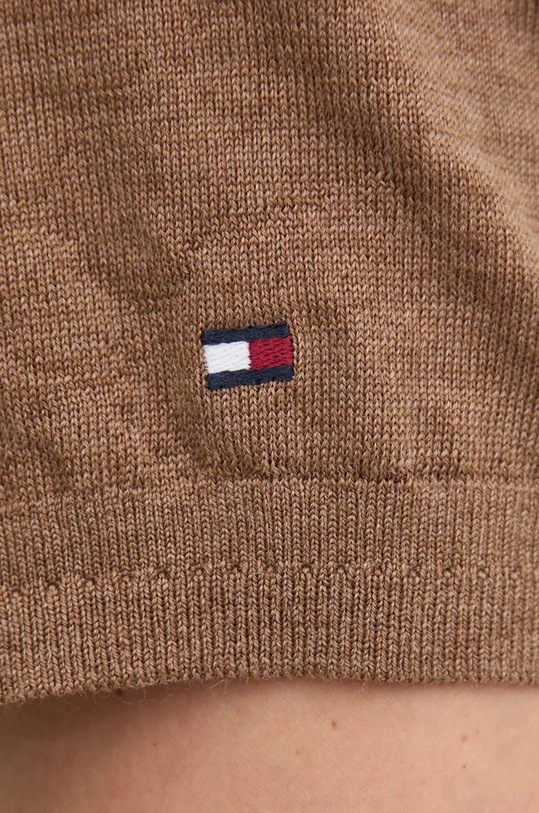 Tommy Hilfiger polo wełniane MW0MW36538 brązowy