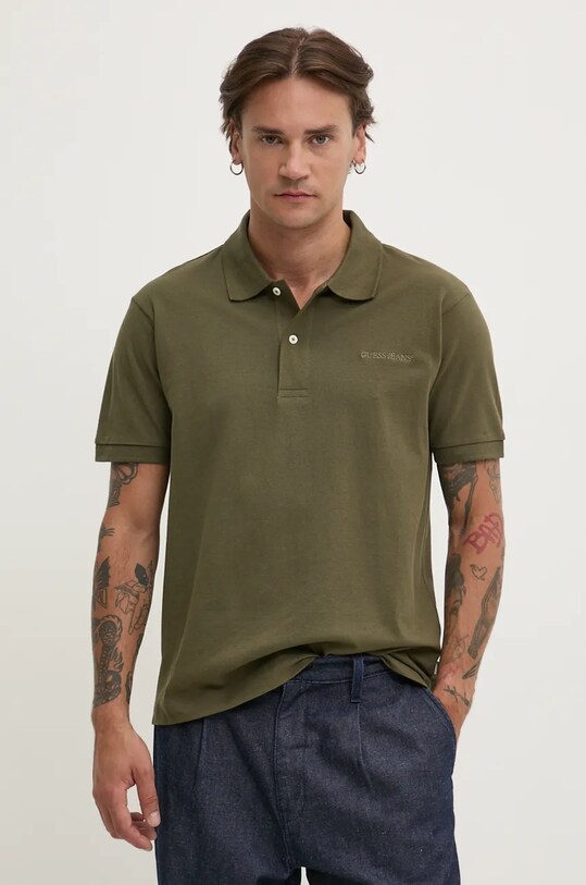 Guess Jeans polo bawełniane bawełna zielony M4BP29.KCJV1