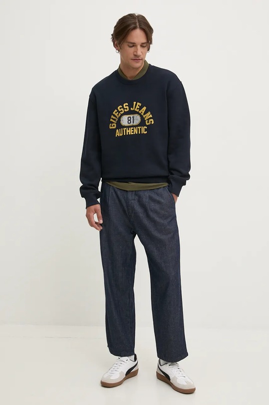 Памучна тениска с яка Guess Jeans M4BP29.KCJV1 зелен AW25