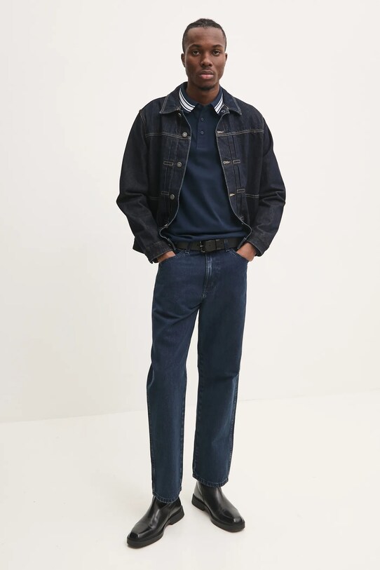 Хлопковый лонгслив Tommy Jeans DM0DM20100 тёмно-синий AW24