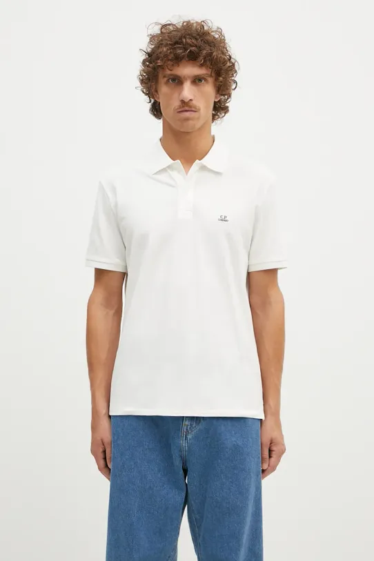 C.P. Company polo shirt Stretch Piquet Logo Polo with elastane white 17CMPL065A005263W