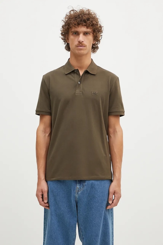 C.P. Company polo shirt Stretch Piquet Logo Polo with elastane green 17CMPL065A005263W