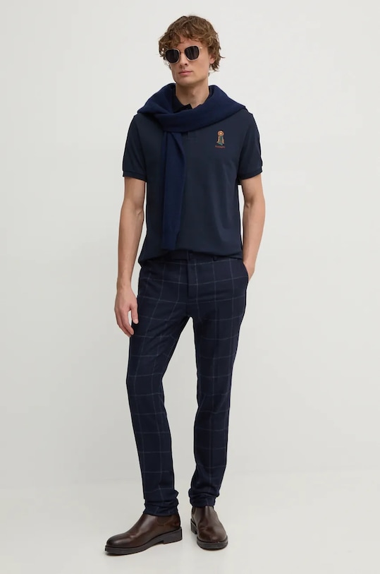 Хлопковое поло Hackett London HM563357 тёмно-синий AW24