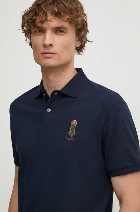Хлопковое поло Hackett London тёмно-синий HM563357