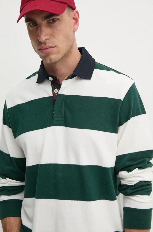 Хлопковый лонгслив Hackett London зелёный HM570830