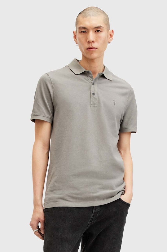 AllSaints polo de bumbac REFORM slim gri M075PB