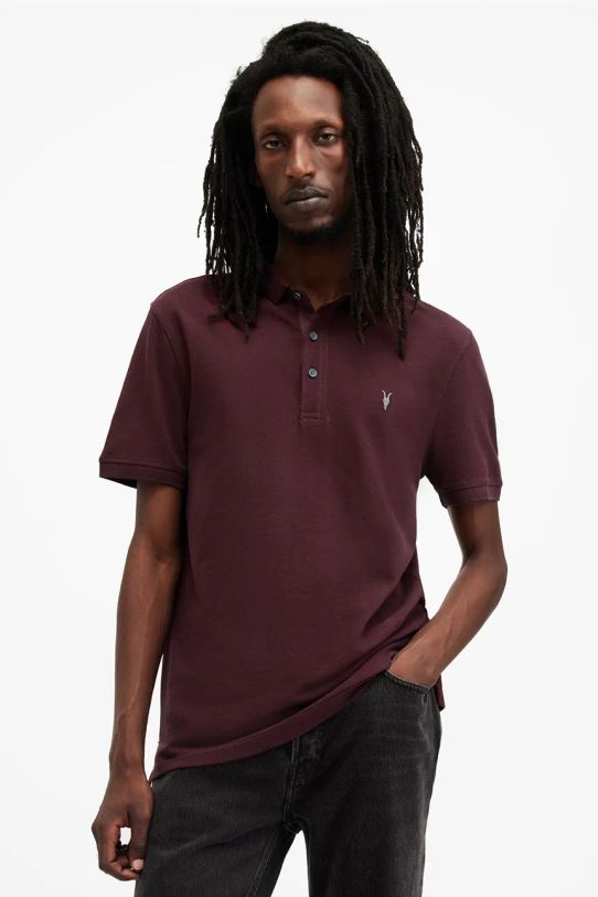 AllSaints polo bawełniane REFORM bawełna czerwony M075PB