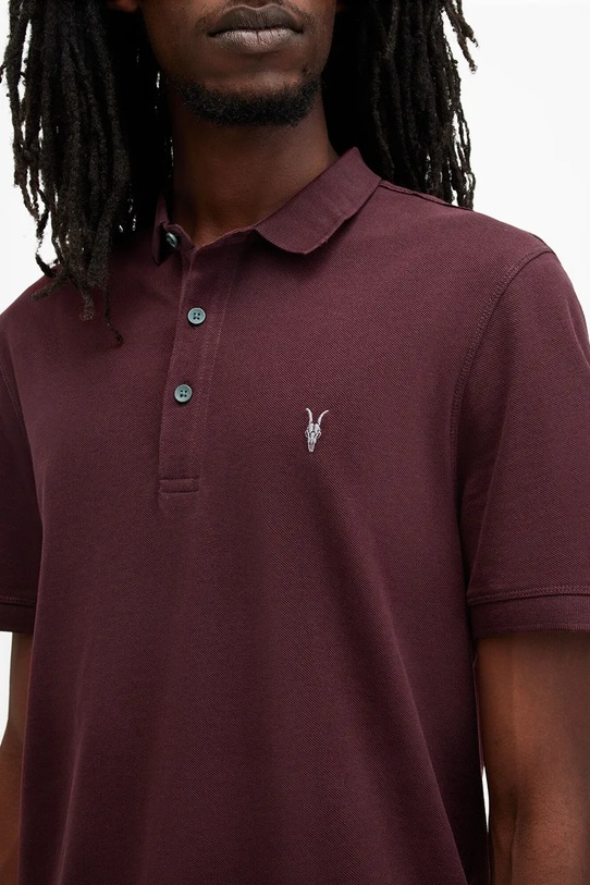 AllSaints polo bawełniane REFORM M075PB bordowy AA00