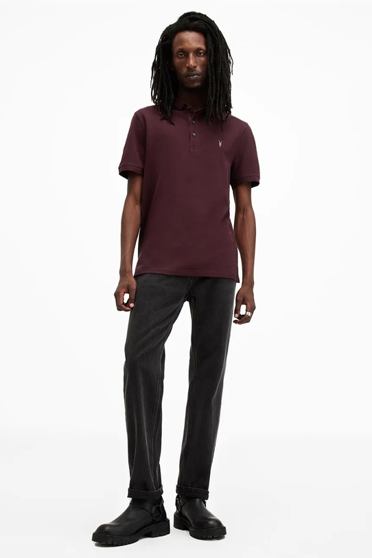 AllSaints polo bawełniane REFORM M075PB bordowy