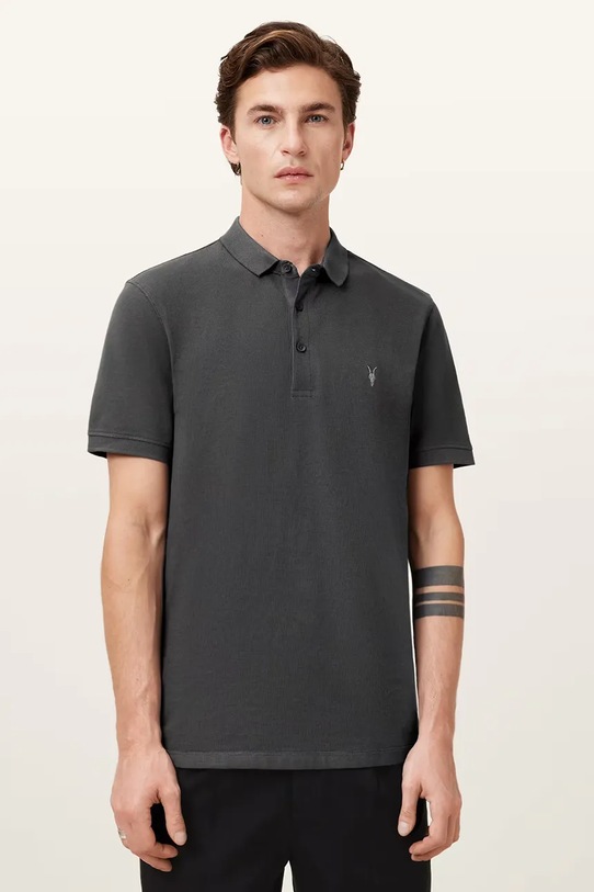 AllSaints polo męskie bawełniane szary M075PB
