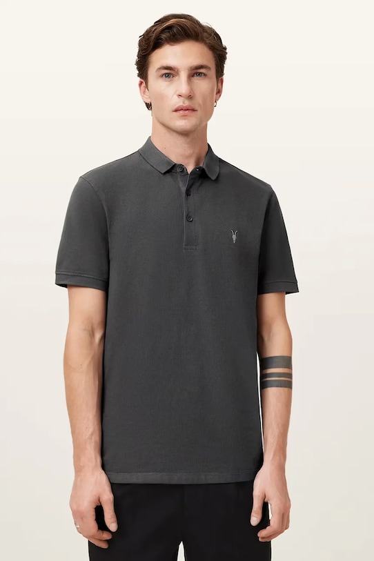 AllSaints polo męskie bawełniane szary M075PB