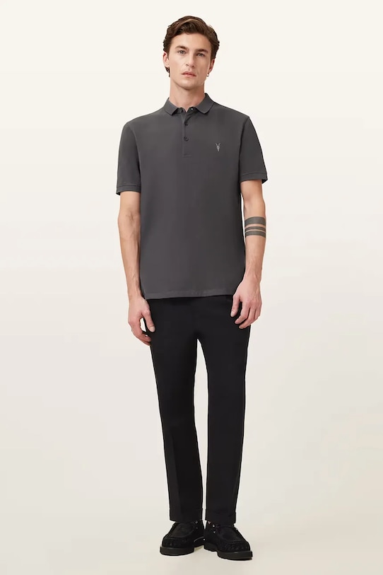 Odzież AllSaints polo męskie bawełniane M075PB szary