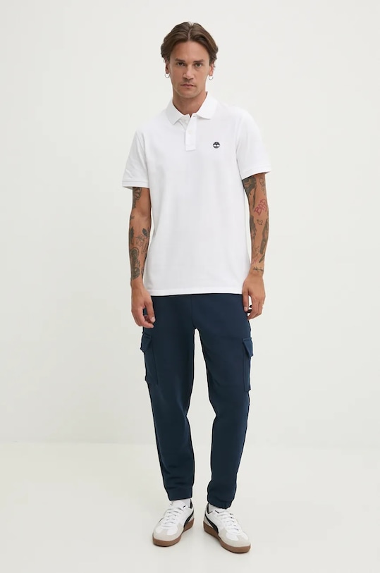 Timberland polo de bumbac TB0A6VDP1001 alb AW24