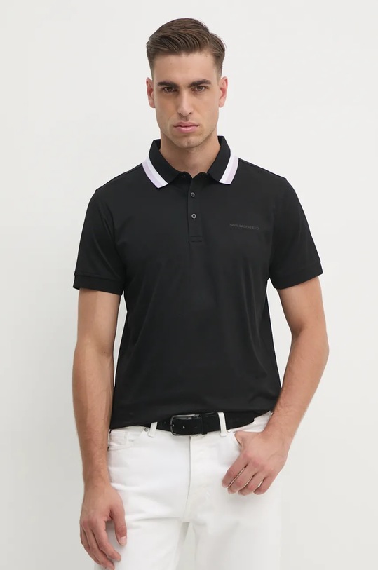 Bavlněné polo tričko Karl Lagerfeld hladký černá 542200.745003