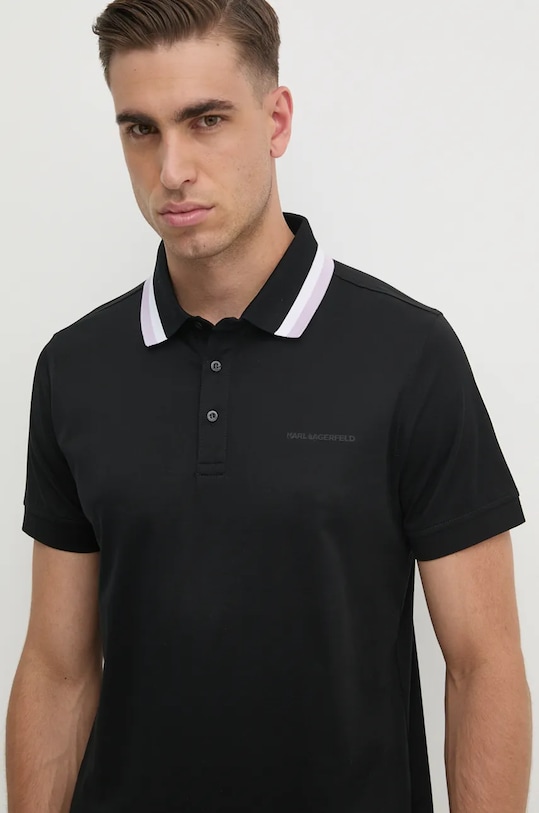 Bavlněné polo tričko Karl Lagerfeld černá 542200.745003