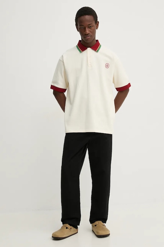 Бавовняне поло Drôle de Monsieur Le Polo D Miroir E.PL138.CO162.CM бежевий AW24