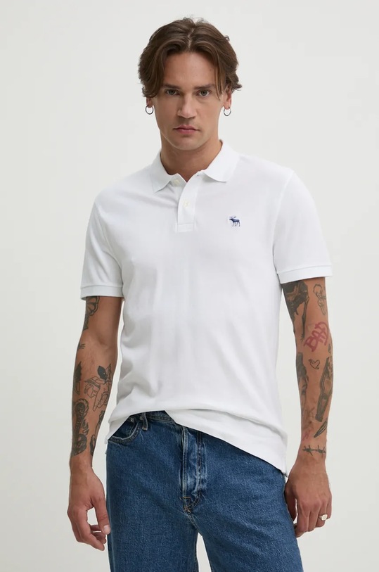 Bavlněné polo tričko Abercrombie & Fitch hladký bílá KI124.4386.100
