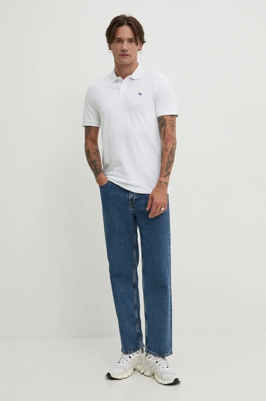 Bavlněné polo tričko Abercrombie & Fitch KI124.4386.100 bílá AW24
