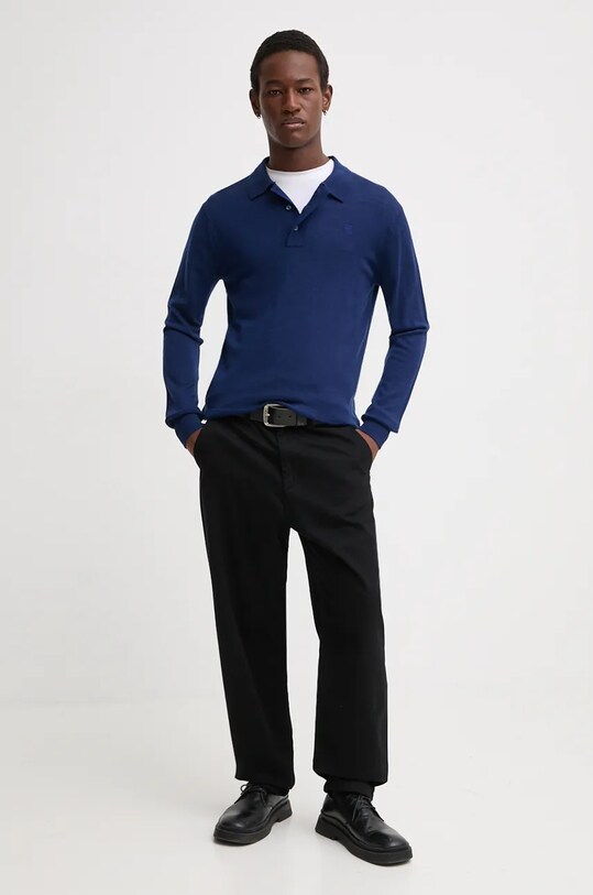 G-Star pulover de lână D25066.D847 bleumarin AW24
