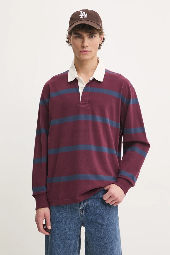 Abercrombie & Fitch longsleeve din bumbac cu modele burgundia KI124.4623.508