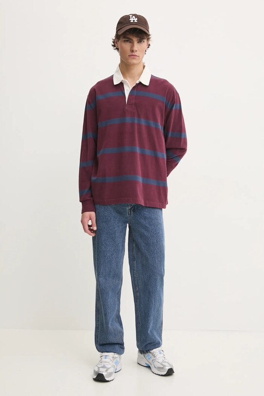 Abercrombie & Fitch longsleeve din bumbac KI124.4623.508 burgundia AW24
