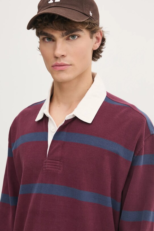 Abercrombie & Fitch longsleeve din bumbac burgundia KI124.4623.508