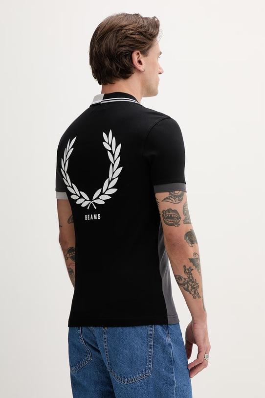 Odzież Fred Perry polo bawełniane Beams Grid Design Fp Shirt SM7186.102 czarny