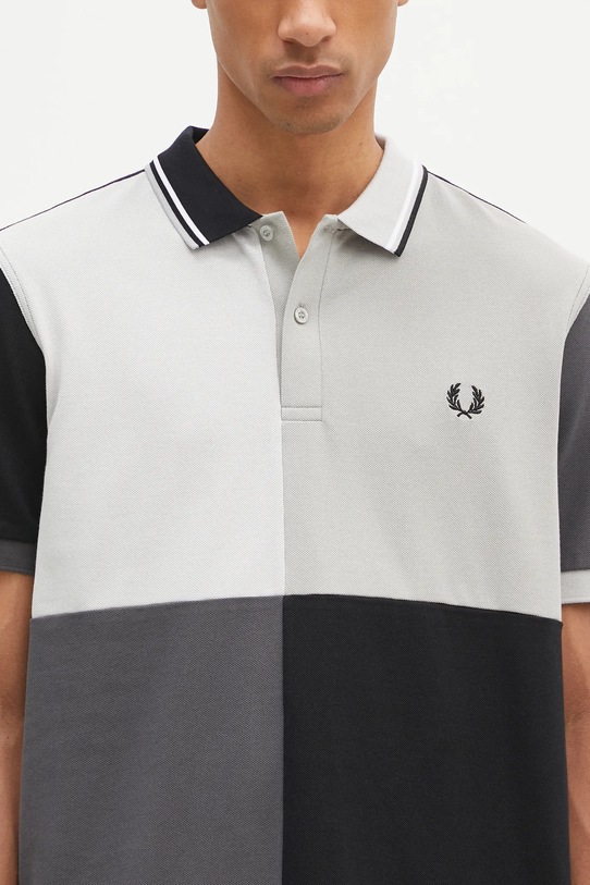 Fred Perry polo bawełniane Beams Grid Design Fp Shirt czarny SM7186.102