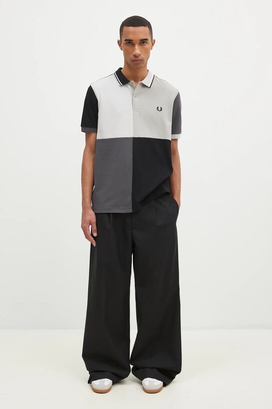 Fred Perry cotton polo shirt Beams Grid Design Fp Shirt SM7186.102 black