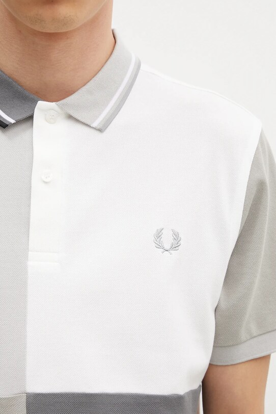 Fred Perry polo de bumbac Beams Grid Design Shirt gri SM7187.100