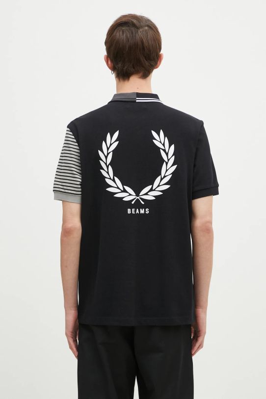 Odzież Fred Perry polo bawełniane Beams Striped Panel Shirt SM7188.102 czarny