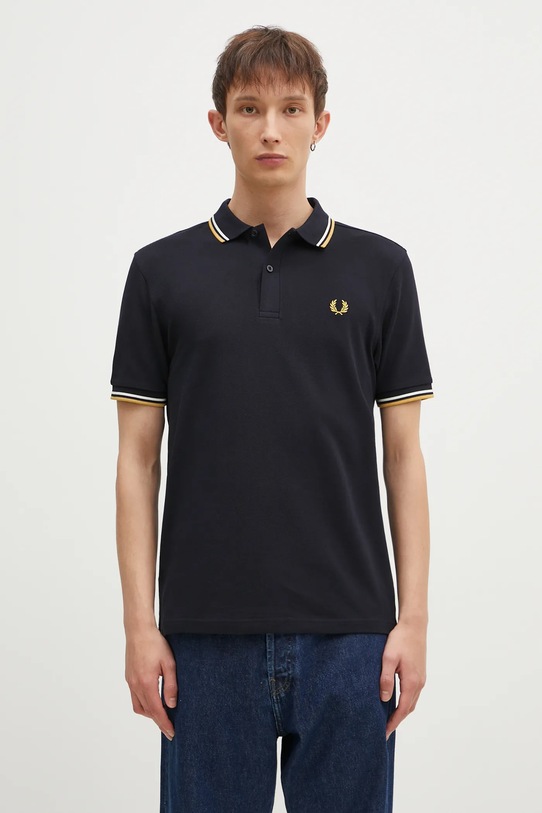 Fred Perry polo bawełniane The Twin Tipped Shirt bawełna granatowy M3600.W53