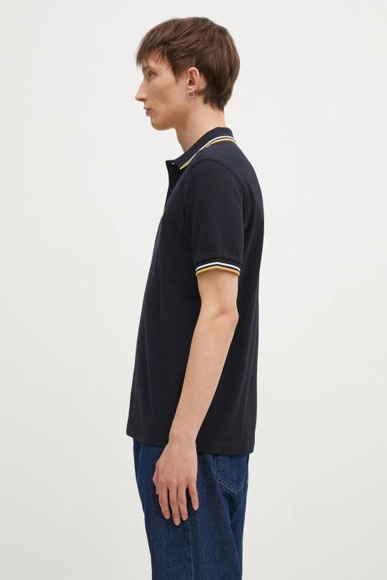 Βαμβακερό μπλουζάκι πόλο Fred Perry The Twin Tipped Shirt M3600.W53 σκούρο μπλε AW24