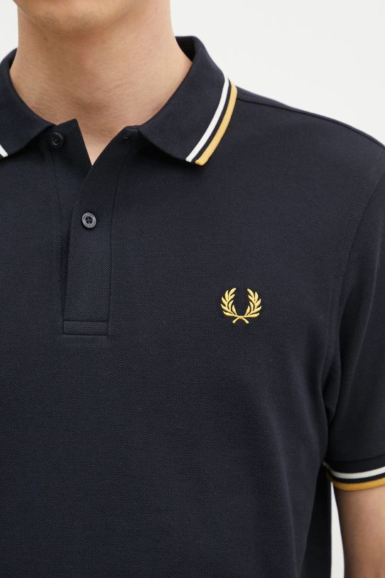 Βαμβακερό μπλουζάκι πόλο Fred Perry The Twin Tipped Shirt σκούρο μπλε M3600.W53